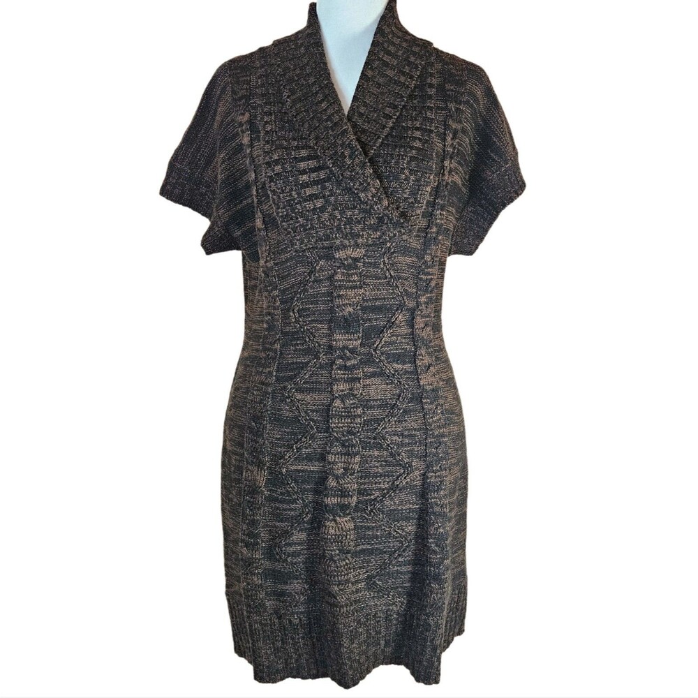 Ronni Nicole Shawl Collar Short Sleeve Cable Knit Sweater‎ Dress Women's XL Cozy